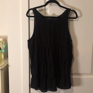 Layered Ruffle Black Lace Tunic